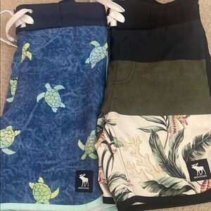 Abercrombie Kids Blue and Green Turtle Swim Trunks